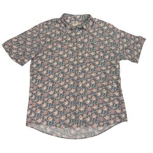 Faherty Breeze Shirt Mens Large Blue Floral Batik Camp Outdoors Beach Preppy